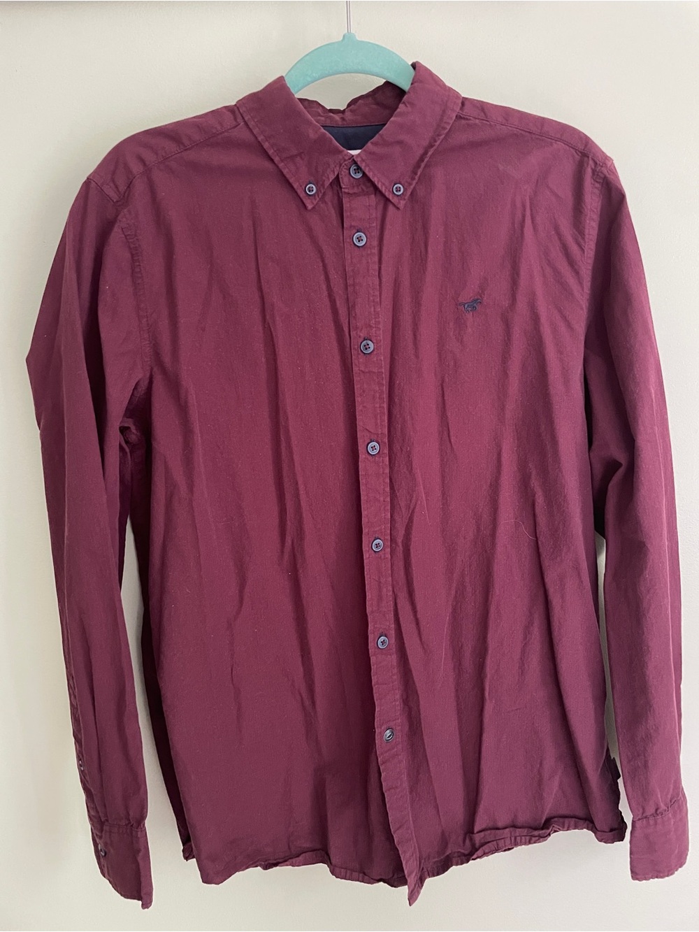 Casual Long-Sleeve Button-Down Shirt in Burgundy by